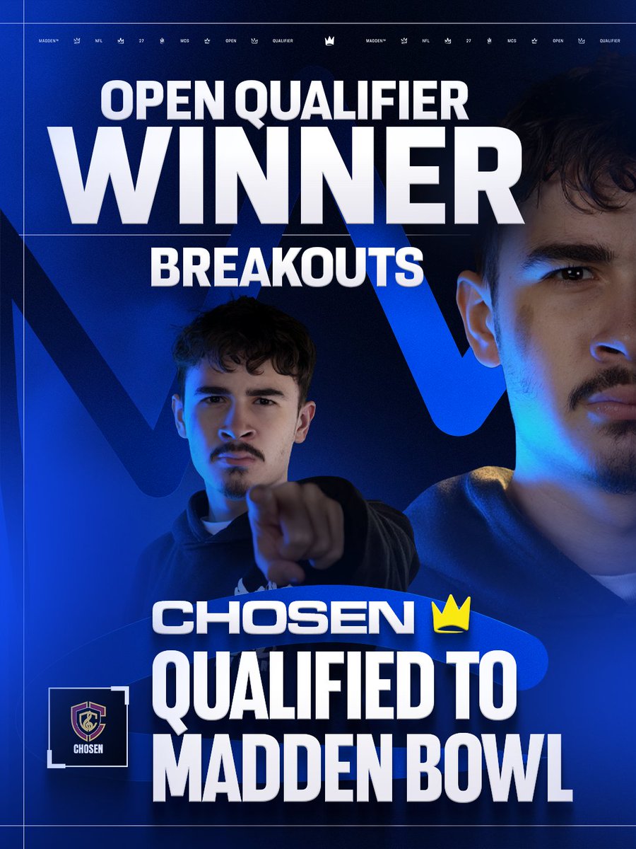 EAMaddenNFL_MCS's tweet photo. MADDEN BOWL TICKET PUNCHED 🎟️👊

@CHOSEN_NF WINS THE FIRST OPEN QUALIFIER OF #MCS27!