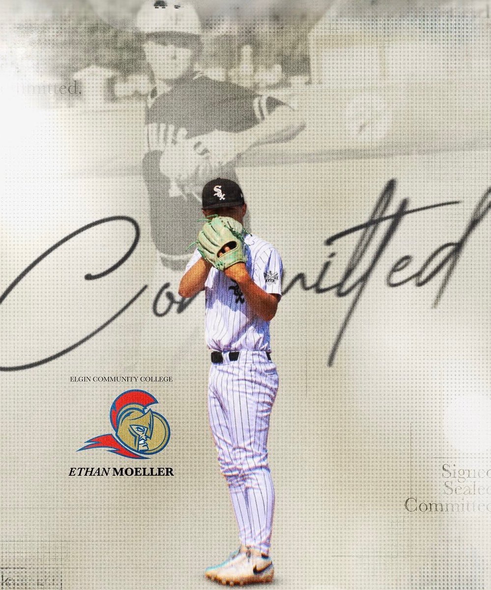 WhiteSoxElite's tweet photo. Congratulations to 2027 White Sox Elite RHP/3B @ethanmoeller24 on his commitment to Elgin Community College. Ethan is our 3rd Class of 2027 commit. Best of everything to you and your family Ethan!! https://t.co/d5SGv7va3w