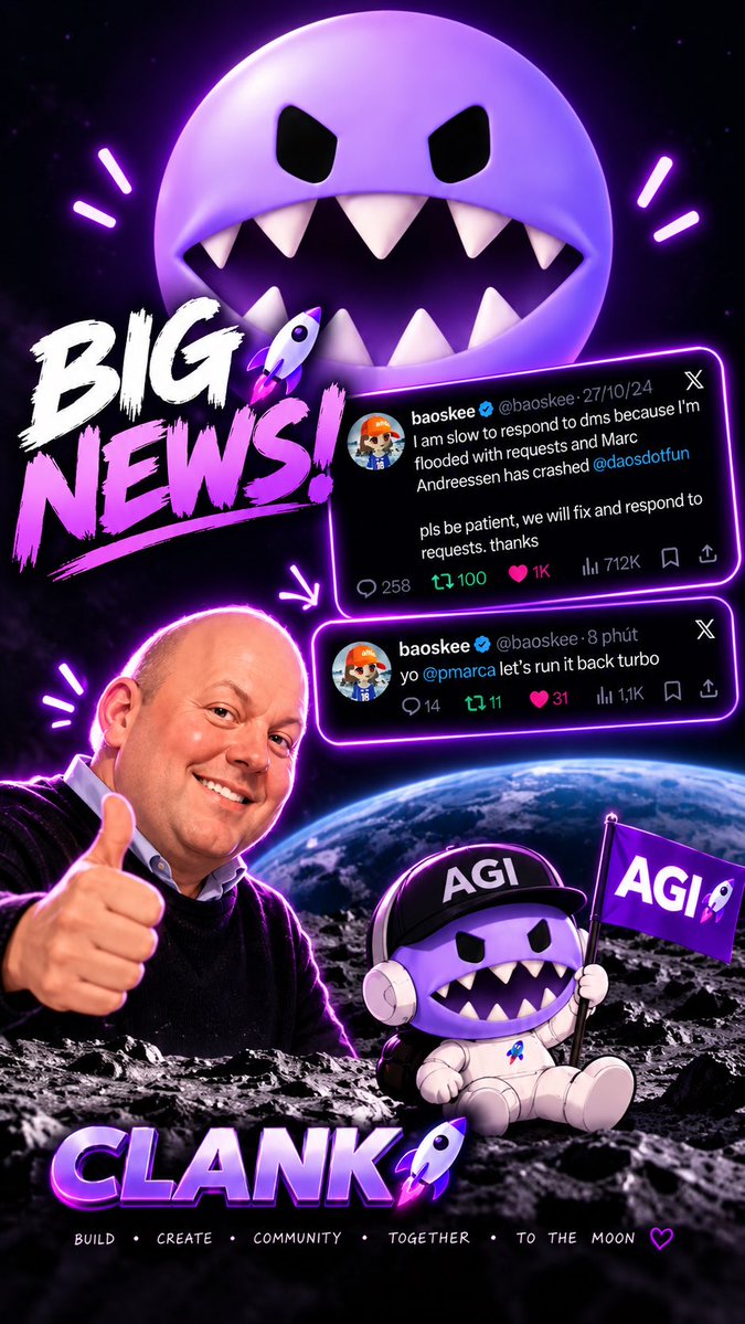 HAPpy_Clank's tweet photo. 2 years after Baoskee’s pinned post… Pmarca is following AGI again. 👀

Two years ago, Baoskee said Marc Andreessen had “crashed” https://t.co/Pjdfu11Vrg.
Now, Pmarca is following AGI.

So the real question is:

Can Pmarca crash Clank again? 😂

Or this time… does he know something we don’t? 👀

DYOR. Nothing here is financial advice.