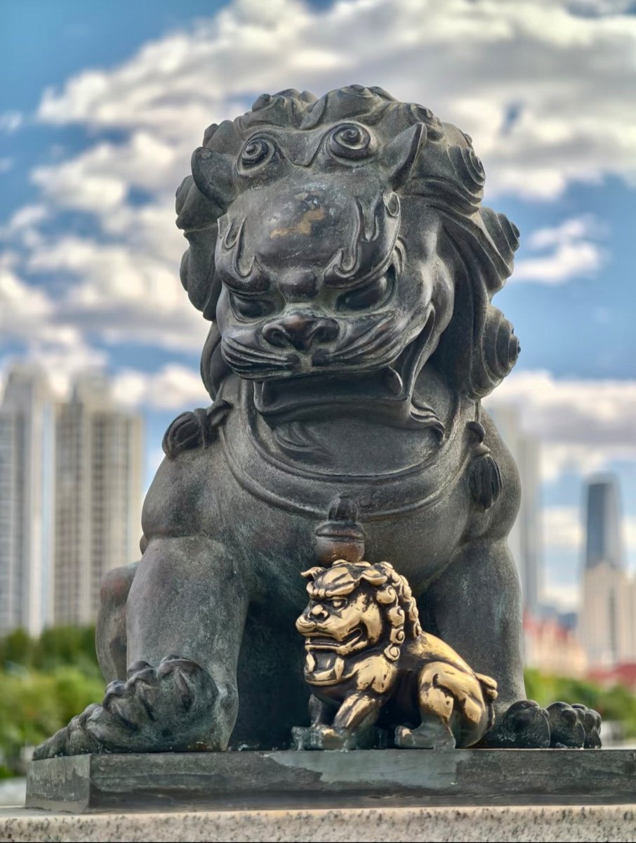 yanjiuri's tweet photo. #天津 海河狮子林桥一景:被游客盘的油光锃亮的小狮子😂😂😂 https://t.co/o2T7HEVBQ9