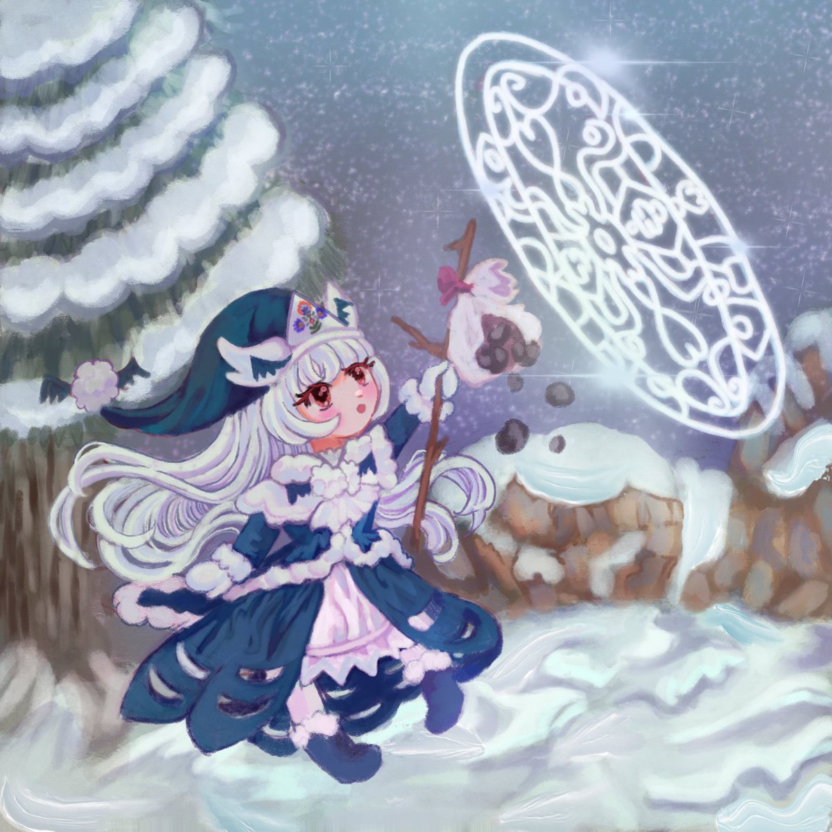 OolongMagic's tweet photo. Moetober entry for @MoemonOfficial - Dark Magical Girl Delibird sending coal to everyone!❄️ https://t.co/1ftry8h4PO