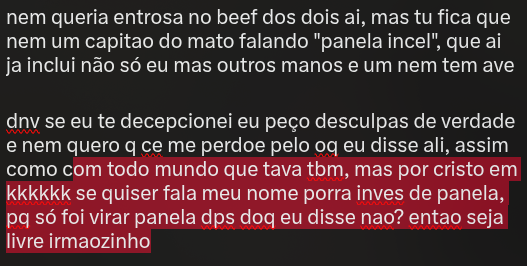 destroyxoxota's tweet photo. @freesmokeforem @mmojopinn são dois ressentidos, tds fizeram merda (principalmente o unico neguinho aqui) mas tão q nem pussy criando justificativas pra se demonstrar "nossa olha como você é pior e eu isento de problemas." quando na realidade n foi assim pra ambos+ https://t.co/2EOtaudbPD