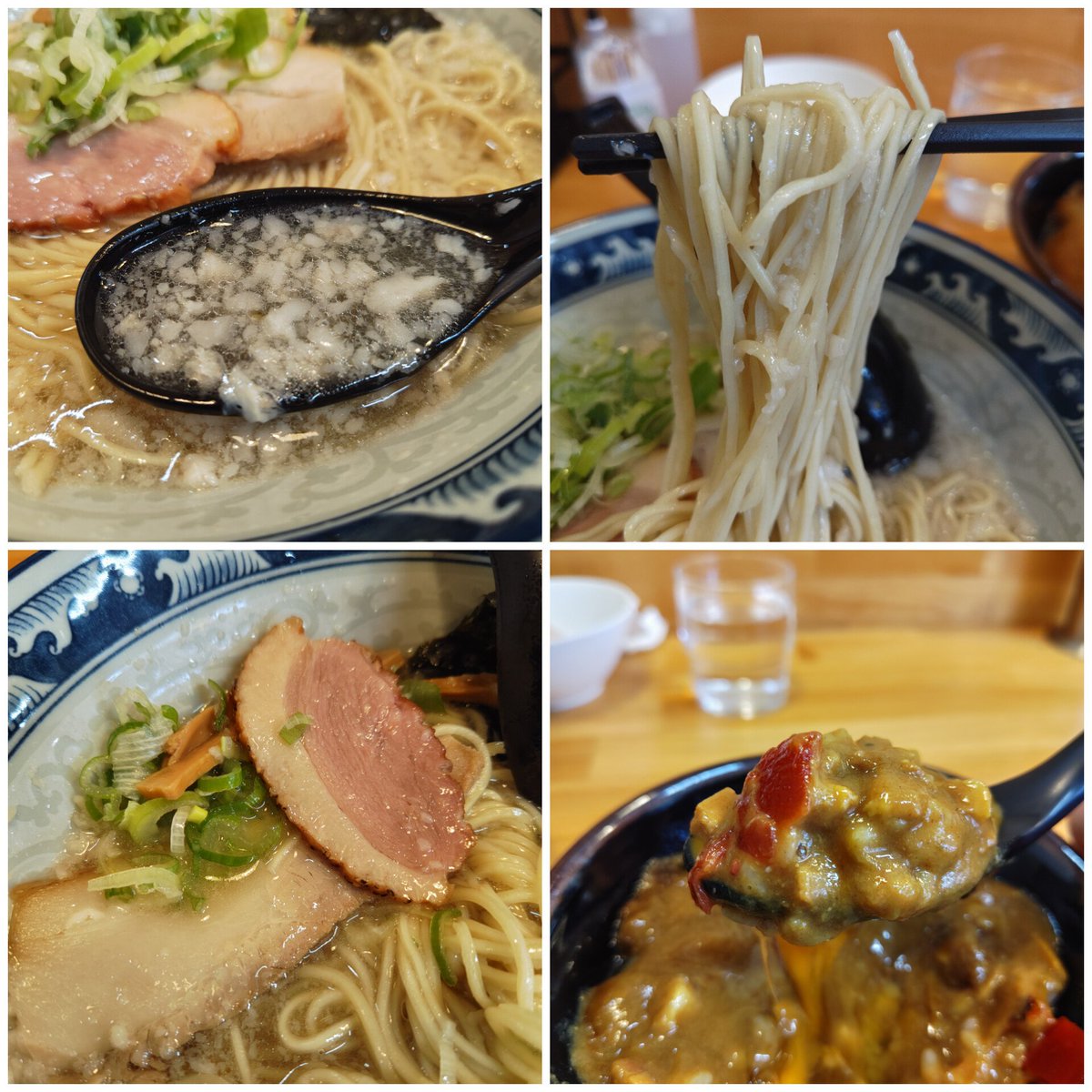 jyuJyFzFhi3Fn6t's tweet photo. お得な平日ランチセット
「鴨肉背脂塩ラーメン & カレー丼」無料卵
程良い背脂と、鴨の風味薫るスープにツルパツ細麺
旨いなぁ🤗
鴨肉、豚バラ各1枚、メンマ、葱がデフォルトTP
卵と頂くカレー🍛👍
いつも黄色だけど今日は赤色の福神漬
ご馳走様でした!
#ramenstand #ラーメンスタンド #熊谷グルメ https://t.co/7uSmjhsCVr