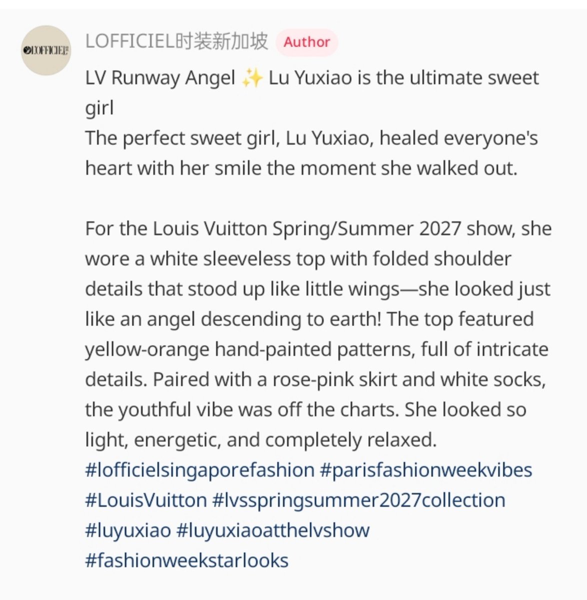 synchrony____'s tweet photo. "The ultimate sweet girl, Lu Yuxiao, healed everyone’s heart with her smile as she walked out. Her youthful vibe was truly off the charts. She appeared so light, energetic, and completely relaxed." https://t.co/kmG7HlTMN9