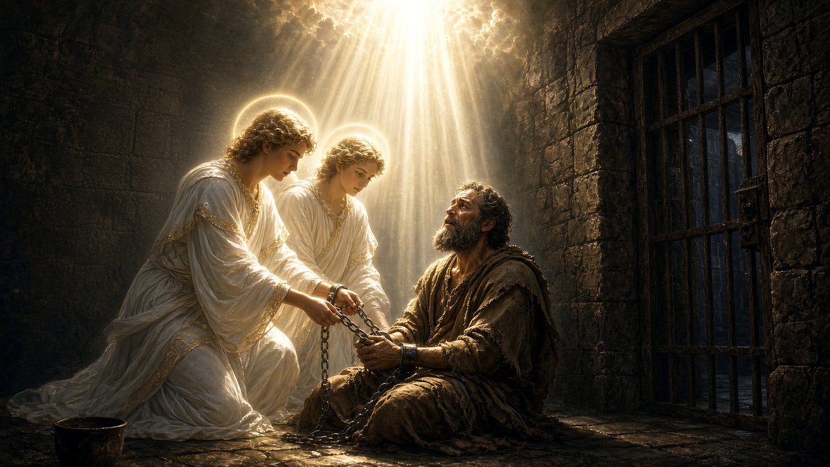 TheoticLight's tweet photo. Angels broke Paul out of Prison, not to help him escape, but to baptize some of his Followers, and then returned him to his Chains before a single Guard noticed he'd ever been gone.

The Acts Of Paul records it directly, while imprisoned at Ephesus under the Governor Hieronymus, awaiting Death by Wild Beasts, Angels appeared to Paul carrying spears that illuminated the entire Darkness with their own Inner Brilliance.

By that Power, his Fetters simply loosed, and he was led down to the Sea to baptize his Followers properly, before being brought back to his Cell and his Chains refastened, utterly undetected by the Men guarding him.

Then came the Arena, Hieronymus turned Paul loose before a Crowd of Wild Beasts and Lions specifically gathered to kill him.

According to the Text, one Lion released against him was the very Lion Paul himself had personally baptized Years earlier in the Wilderness outside of Damascus, and the two of them recognized each other instantly and the Lion refused to harm the Apostle Paul.

Furious, Hieronymus sent more Beasts and Archers against them both.

God answered with Divine Judgment from the Sky itself: a sudden, violent Hailstorm fell from Heaven, crushing the heads of Men and Animals across the entire Arena, killing many immediately!

The Hail itself tore off Hieronymus's own ear in the middle of all of the Chaos, and the Governor, struck down in the middle of his own Persecution, converted on the spot alongside his Followers and received Baptism.

Not one Hailstone touched Paul or the Lion standing beside him.

When the Storm finally passed, Paul and the Lion parted ways peacefully, the Lion returning freely to the Mountains, and Paul sailing onward to Macedonia, untouched by Beast or Heaven's own Hail alike.