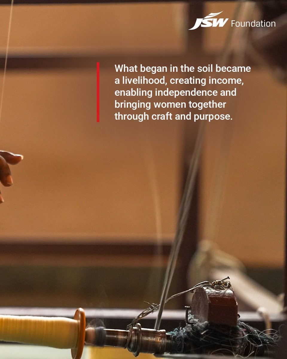 JSWFoundation's tweet photo. With every seed of cotton, begins a journey of possibility. Because for the women artisans of JSW Foundation's Bunkai, cotton becomes more than yarn or fabric.

It becomes a skill, a source of income, and a step towards greater independence. This World Cotton Day, we celebrate the journey from seed to livelihood, where every thread carries the possibility of a future that's #BetterEveryday.

#JSWFoundation #WorldCottonDay