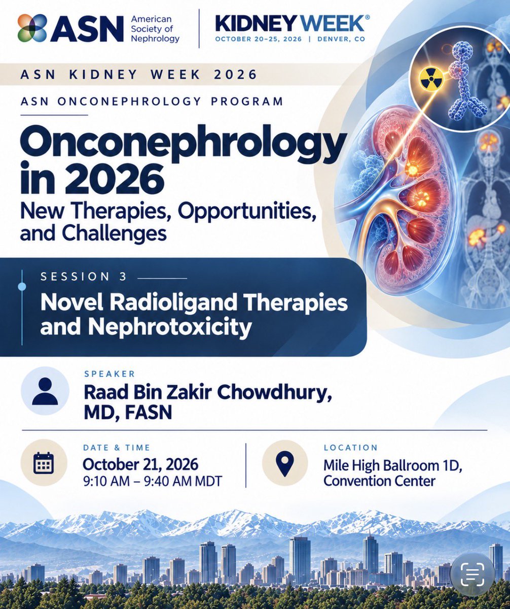 onconephsociety's tweet photo. Next off, we discuss Novel Radioligand Therapies and Nephrotoxicity

This session by @rc_oncneph will focus on these newer therapies and an important question for nephrologists: what do we need to know about their renal effects? 

@onconeph @SheronLatcha @ShrutiGkidney https://t.co/XqQlhQCUT7