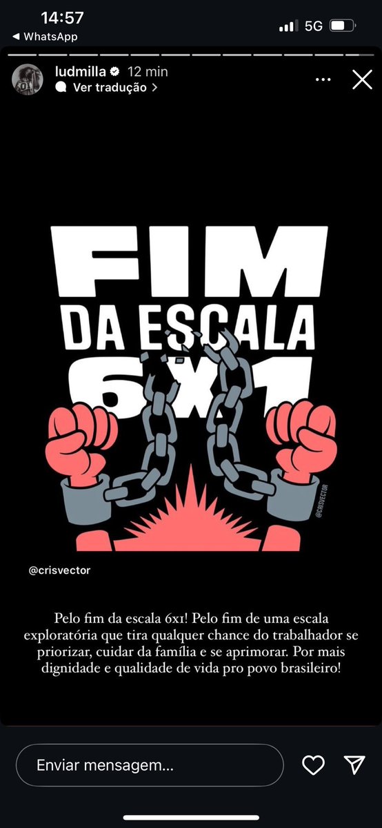 ludmillanobr's tweet photo. Em 2022 ela declarou abertamente, através de redes sociais, entrevistas e até o próprio encontro com o Lula, o seu apoio. E desde então vem se posicionando sobre pautas importantes como o fim da escala 6x1 em 2025, o voto pelas mulheres em 2026 e o post de hoje em apoio ao Lula. https://t.co/ZVu9ZUOLnR