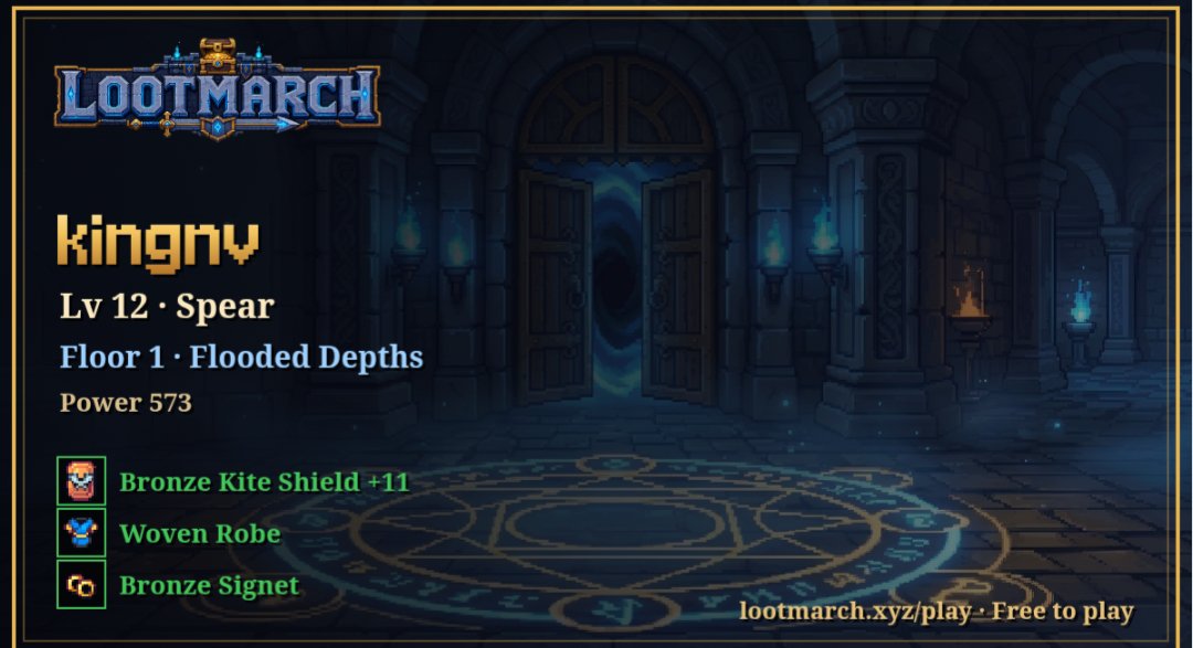 Valleee23's tweet photo. Pulled an uncommon Bronze Kite Shield in LootMarch. 🛡️💎
Lv 12, Floor 1 — Flooded Depths.
The grind pays off in loot. 🔥
Still exploring, still grinding, still hunting for better drops.
@PlayLootMarch
#LootMarch #Web3Gaming #Gaming https://t.co/EE7ZseaeAq