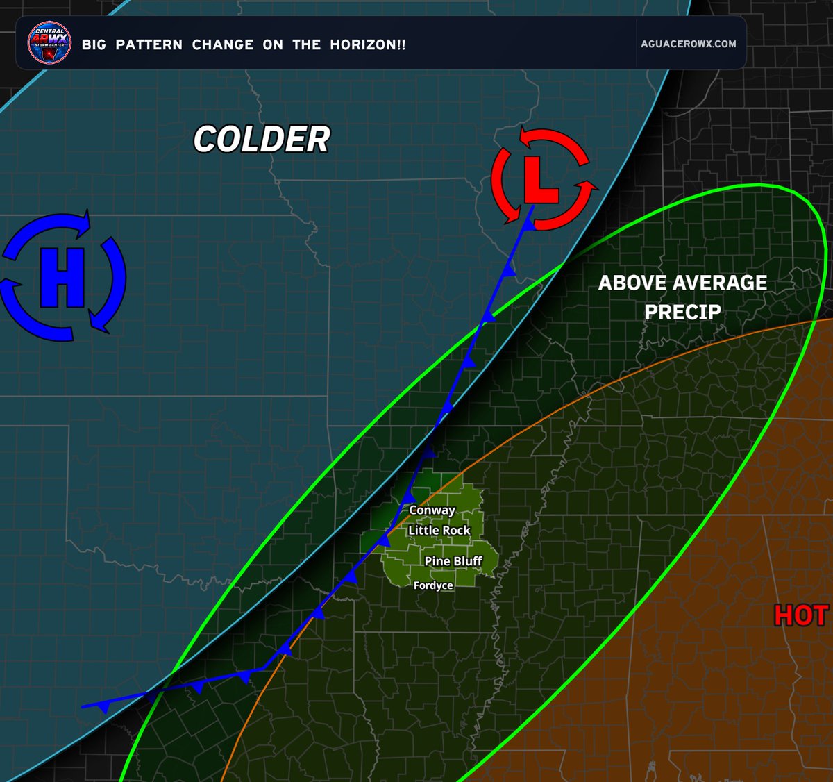 CentralARWX's tweet photo. Keeping my eye on this very closely.  Once we get Isaias out of the way, attention will turn to next weeks big cold front. I will have more coming up on this in a late edition forecast coming up here around 11. It has been an evening but thank you for sticking with me! ~Derek #arwx