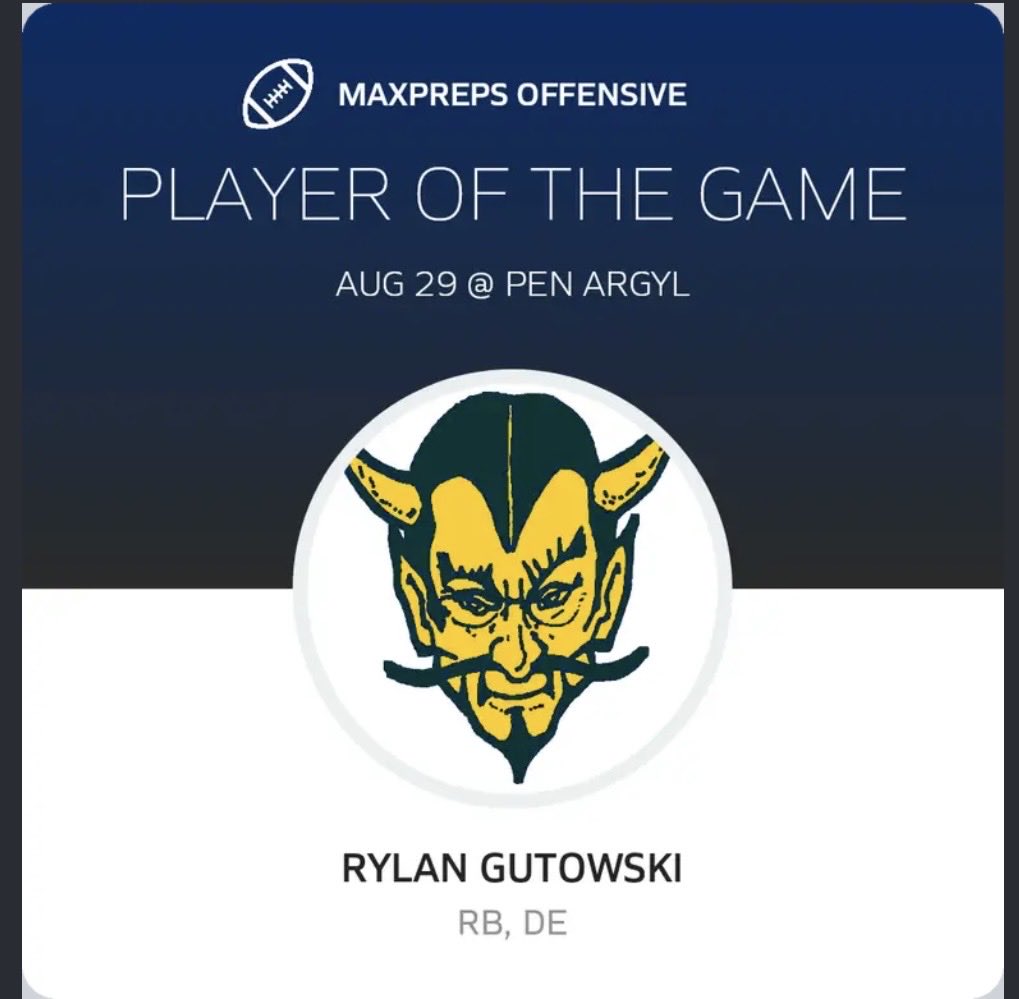 Rylangutowskirb's tweet photo. 2x player of the game in the first 5 weeks‼️ Couldn’t do it without the guys around me including the coaching staff and my teammates‼️‼️‼️Go blue devils😈😈😈@JamesSobol @AydenAversaWR @LiamPrice2028 @Joey88785135 @BobbyPezzuti11 @CoachMC_PSU @_CoachCushing @_CoachBaker2 https://t.co/GNk9kIw4cc