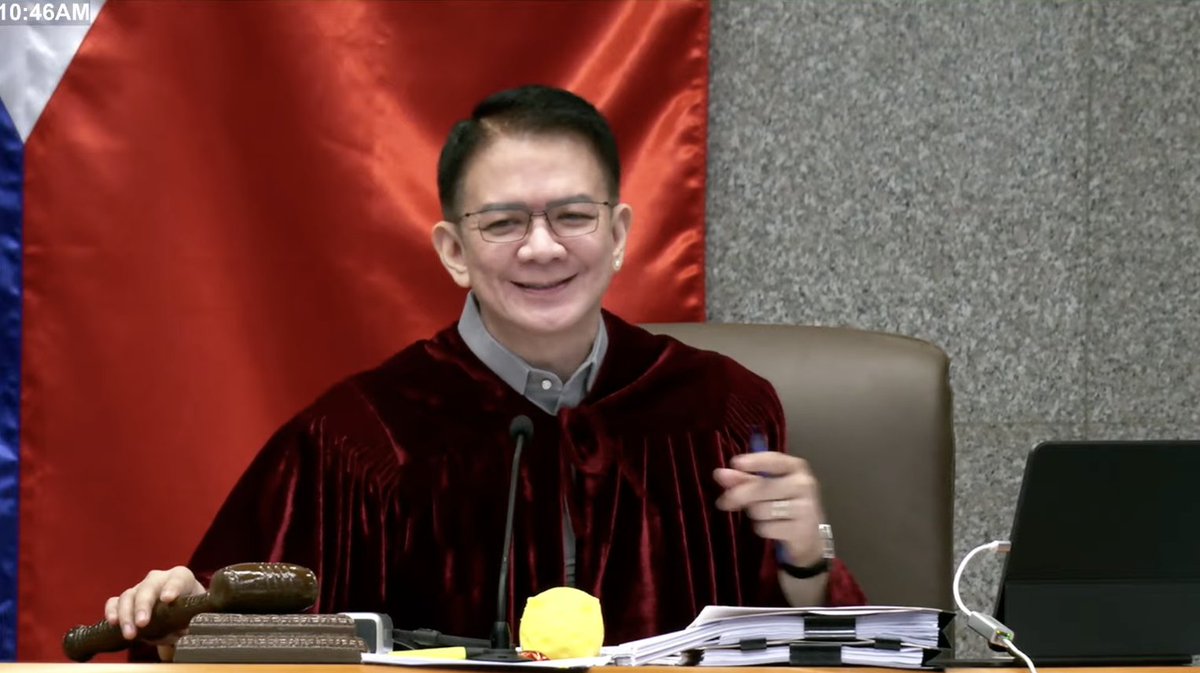 PhilippineStar's tweet photo. ‘KAYO PO ‘YUNG PINAKAKALMADO AT MALUMANAY NA TESTIGO’

Presiding officer Chiz Escudero compliments Atty. Niña Aguilar, head of the anti-money laundering division of Metrobank, for being the “most calm” witness they had.

“Kayo po ‘yung pinakakalmado at malumanay na testigo so far na nakaharap po namin. Maraming salamat. Nawa’y mahawa po kaming lahat sa inyo,” he said on Wednesday, the 35th day of the impeachment trial.

LIVE: https://t.co/5hUrG3pTx3