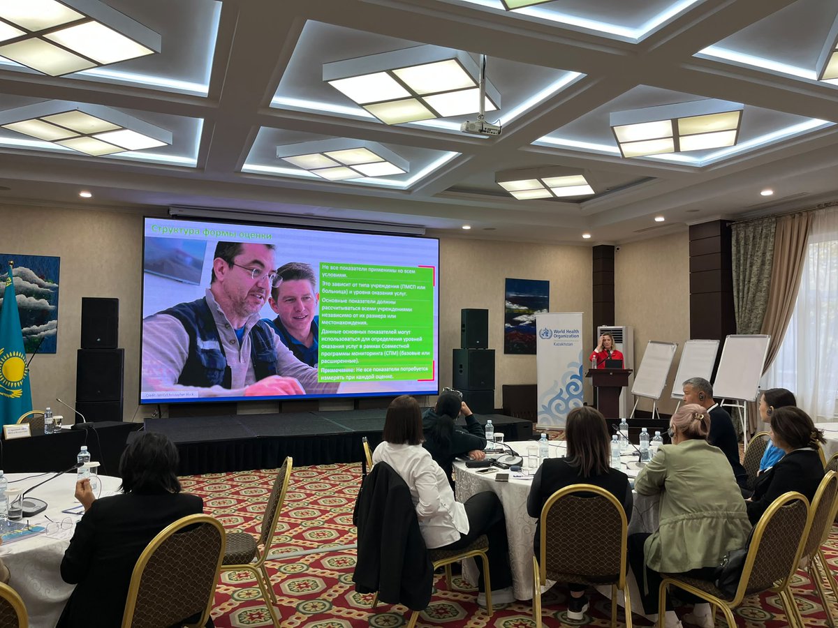 WASH_FOR_HEALTH's tweet photo. Under way in Astana 🇰🇿, 6–8 Oct: a national workshop on strengthening WASH in health care facilities through #WASHFIT. @WHO, @WHO_Europe and national partners are working together to turn assessment into action for safer, more resilient care. https://t.co/kZKWVkD8gq