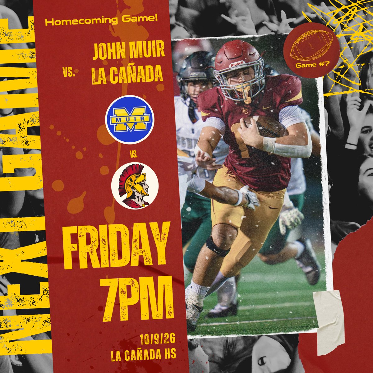 LCanadaFootball's tweet photo. Homecoming game!!! Friday night! 7pm!!! Against the Mustangs of Muir! First ever matchup! Let’s get it!!! #RYFP #ICCCU https://t.co/DykB4ofFx7