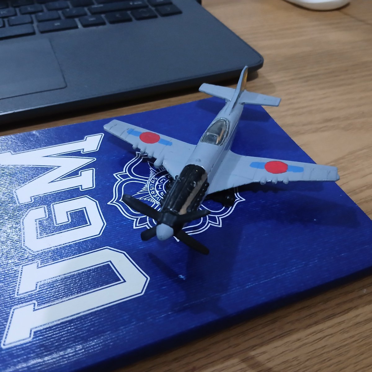 M1K4H72's tweet photo. I was bored, didn't know what to do, and hadn't bought any more model kits. So I repainted a model plane I found in a storage box. It was originally a Matchbox SB-73 (modified P-51 Mustang), but I colored it and added the Hinomaru emblem. #Alternatehistory #P51Mustang #Diecast https://t.co/9oOjB0NFq0