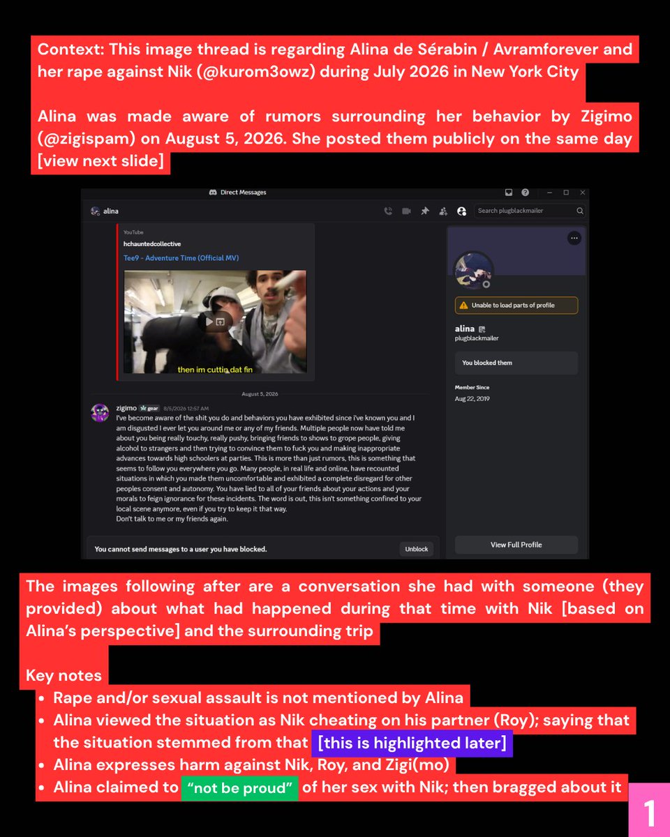 shyneoutkid's tweet photo. Alina's conversation with anonymous regarding their contact with Nik. No mentions of assault, rather she brags about it, wishes harm on individuals, and throws around derogatory insults

Please read all the notes, I color-coordinated them to help convey things easier https://t.co/B4aMHI91Ba