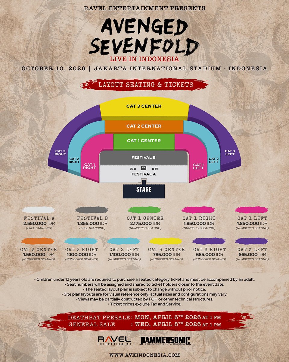 Abaditiket_com's tweet photo. Banyak yang DM dan Whatsap menanyakan tiket Avenged Sevenfold live in Jakarta 
(10 Oktober 2026) 
Nanti saya infokan lebih lanjut kalau tiket sudah ready #zonauangㅤ https://t.co/jxPujZtEUw