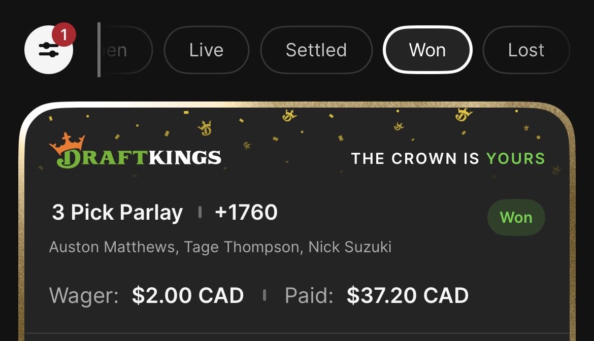 SportCapitalM's tweet photo. NHL 3 scorers parlay winner https://t.co/GCgcwYbcmo