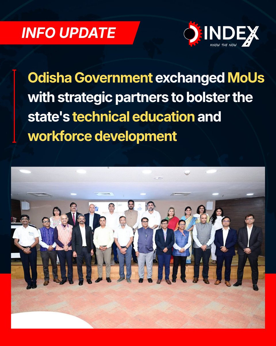 the_odishaindex's tweet photo. Odisha Government exchanged MoUs with strategic partners to bolster the state's technical education and workforce development. https://t.co/9In6Osfvq4