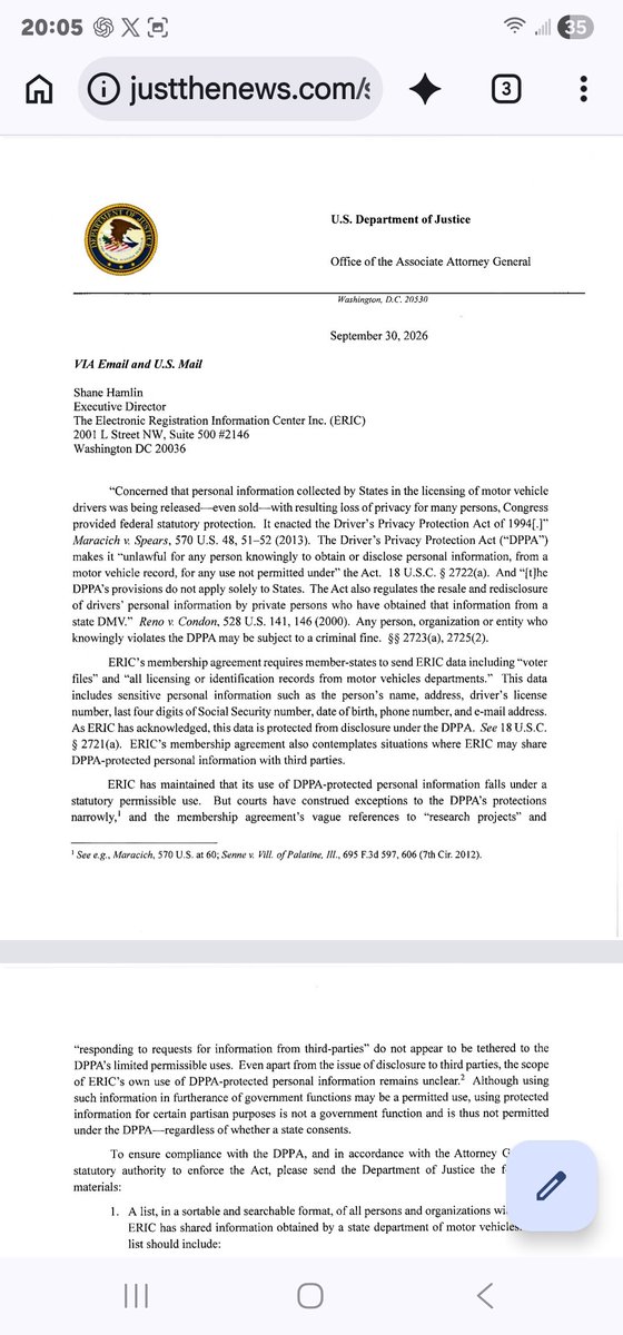 AzRepGillette's tweet photo. It would seem that the DOJ has come the same question that I previously posted. 

Especially when Arizona Statute states the "Recorder may" non SoS. https://t.co/cwNe1k2gSW