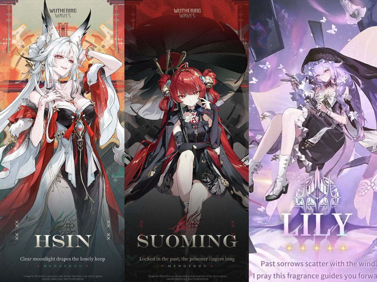 AboutWuwa's tweet photo. Hsin Premium Team 

- Hsin
- Suoming 
- Lily

#WutheringWaves https://t.co/g1e4QllSdN