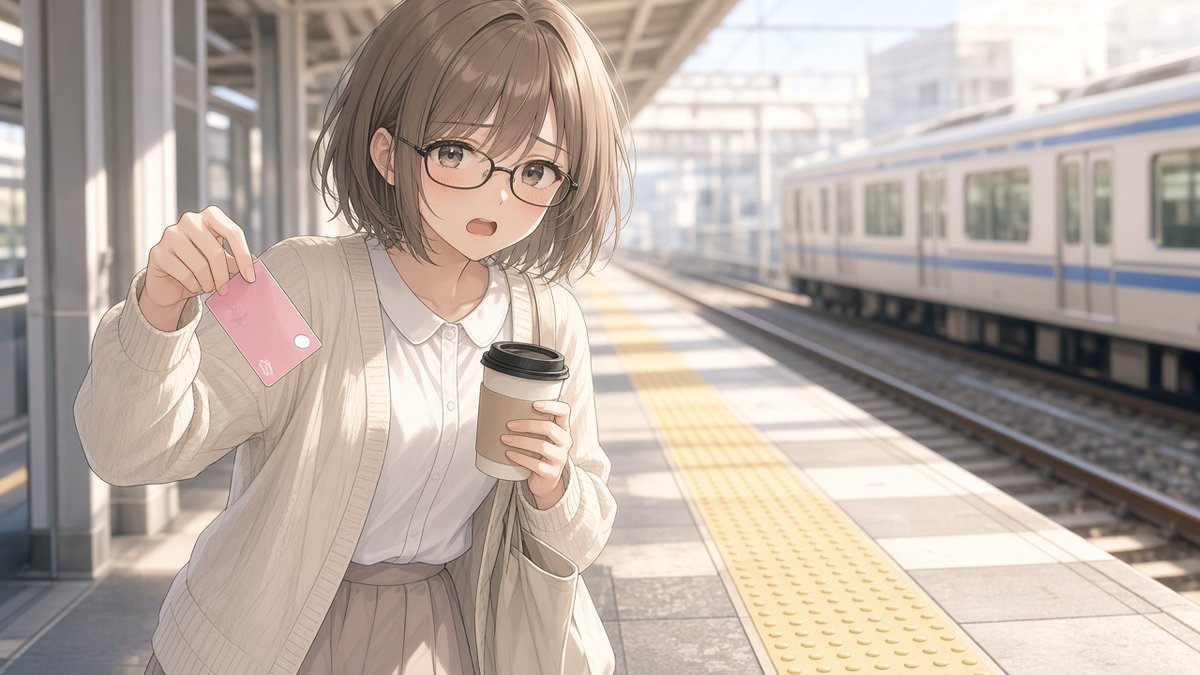 kinreido's tweet photo. 朝のホーム……あ、ICカード、落としそう https://t.co/JqITQJqcSI