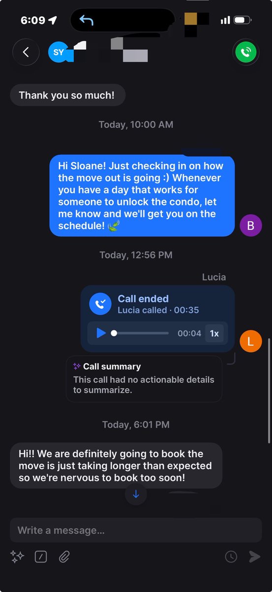 remotecleanguy's tweet photo. @honeypieapp intelligently follows up based on previous texts or phone calls. 

Here’s an example from my business today mentioning finding someone to unlock their condo https://t.co/VA5s3CztQ5