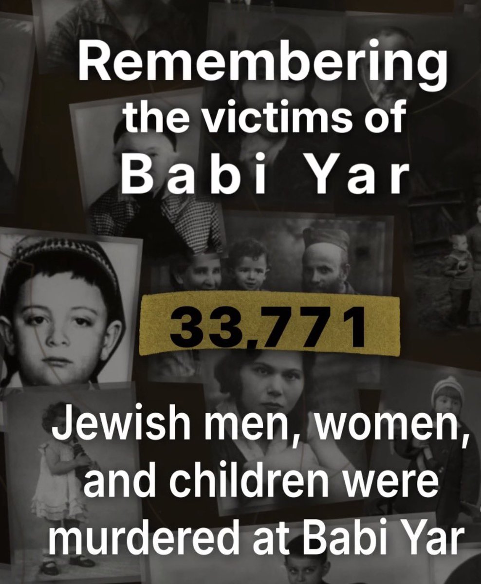 ChaiLife613's tweet photo. On September 29 and 30, 1941, 33,771 Jewish men, women and children were murdered at Babi Yar.

The day before, German authorities ordered Kyiv’s Jews to gather with their documents, money and valuables. Thousands obeyed. They were stripped of their belongings and clothing, taken to the ravine at Babi Yar and murdered by German forces with the help of local collaborators. Nearly 34,000 lives in two days.

I think about the parents holding their children close. The grandparents walking beside their families. The doctors, teachers, craftsmen and students. The children who should have grown up. The babies who had barely begun their lives.

Each had a name. Each was loved. Each had a life that mattered.

Over the past month, I have shared some of their photographs and stories through Pages of Testimony preserved by Yad Vashem. Looking into their faces makes Babi Yar feel less distant. They are not simply a number in a history book. They are people whose faces we can see, whose names we can say and whose lives we can remember. Today, I remember them. All 33,771 of them.

May their memories forever be a blessing. 🕯️