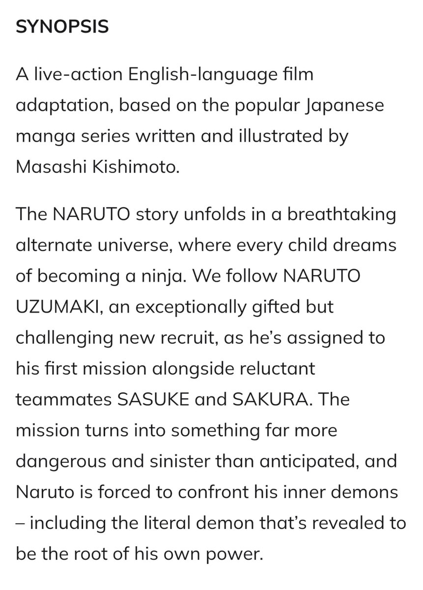 BorutoOricon's tweet photo. So what happened is this pretty random model agency posted the NARUTO casting call and asked the AI to make a Naruto synopsis to present the story. Then this random "journalist" who has no insight presented this as the "official" synopsis of the movie. https://t.co/ZmfEsC8seI