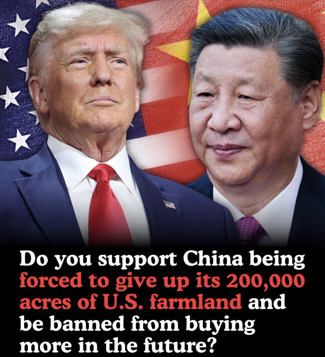 AlanRitchson1st's tweet photo. I support forcing that selloff and locking the gate. Name Trump and name China when lobbyists call farmland just another asset keep foreign adversary buyers out of the county plat.

Do you agree 
Yes or No https://t.co/ZdnZiaxduz