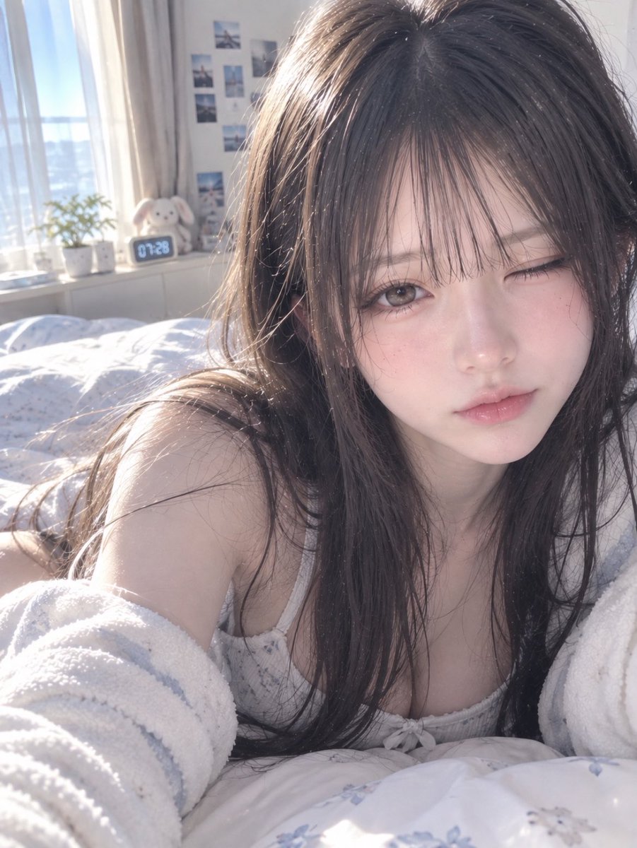 Motedou98p's tweet photo. おはよう☀️

朝からスマホ見てたら、
気づいたらこんな時間になってた…😂

「あと5分だけ」が
一番危ないやつ。

みんなもやったことある？🙋🏻‍♀️

#凛の日常 #AI女子 #AI美女 #AIart https://t.co/yOZLVr3fWi