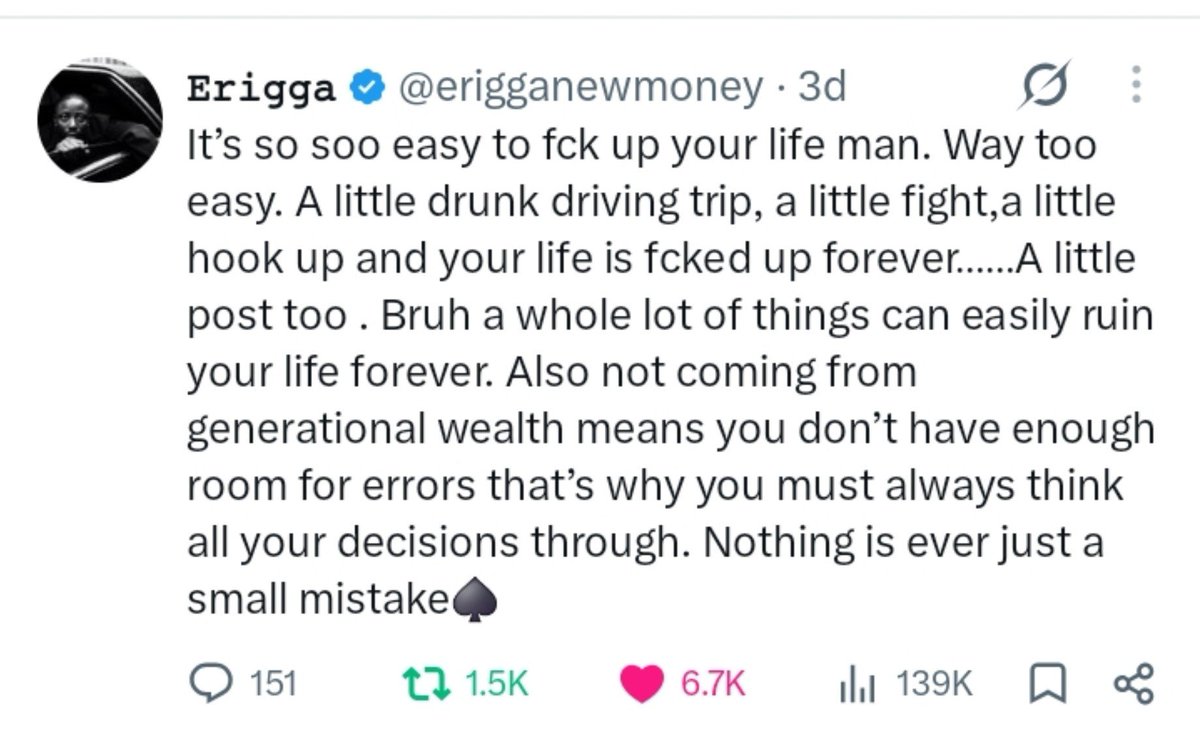_PeterKruz's tweet photo. When there’s no safety net, every decision carries real weight; think before you act.
Some of us don't have enough room for errors. https://t.co/sJvKj37Olp