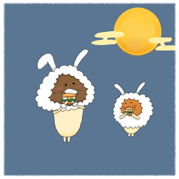YN84562591's tweet photo. お月見バーガーを堪能するうさなめちゃんたち🌕🍔🐰

#なめこ栽培 https://t.co/NfHK1oX9cg