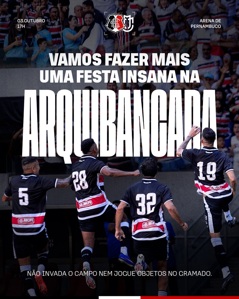 SantaCruzFC's tweet photo. A FESTA É NOSSA. A RESPONSABILIDADE TAMBÉM! 🖤🤍❤️

Vamos fazer mais uma festa inesquecível na Arena, do início ao fim. Apoie, cante e empurre o Santa, mas lembre: não invada o campo e não arremesse objetos no gramado.

Juntos pelo mesmo objetivo. 🐍🏟️ https://t.co/rbJmow8Xdl