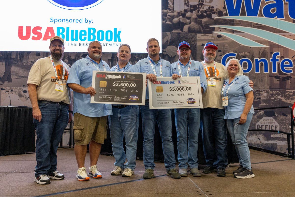 NRWA's tweet photo. ๐ง Survey says, WaterPro Feud was a hit at this year's #WaterPro Conference. Thank you to USABlueBook for sponsoring this event.
And the winners are...
๐ฅ Evergreen Rural Water of Washington
๐ฅ @alruralwater
๐ฅ @NCRuralWater
๐ฅ @OhioRuralWater https://t.co/1qufkRqHnj
