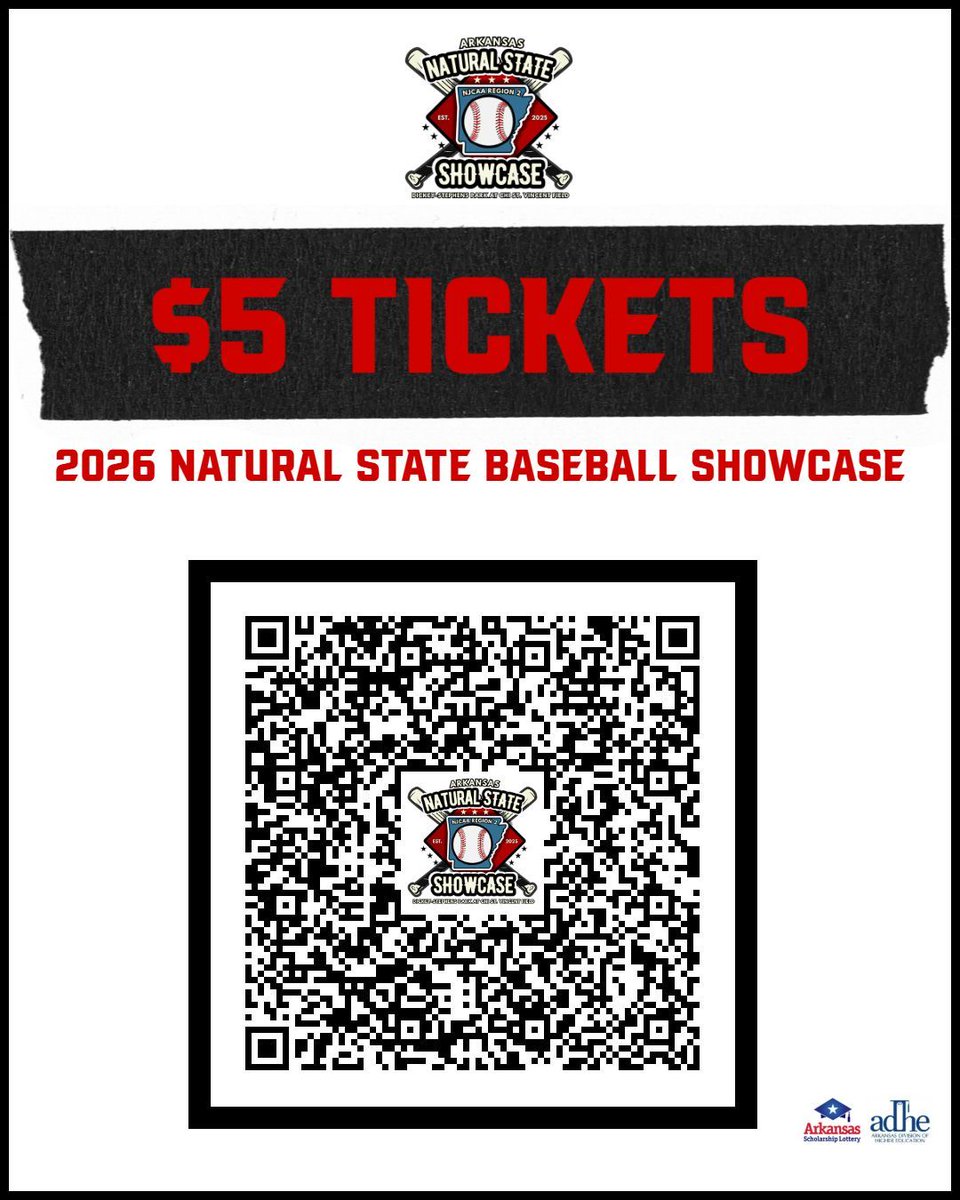UARMBucks's tweet photo. @UARMBaseball tickets for the 2026 Natural State Baseball Showcase at Dickey-Stephens Park on October 11th are now ON SALE!! Scan the QR Code below to reserve your ticket! https://t.co/B11DxC5Edh