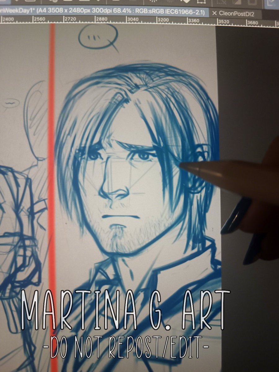 _MartinaGi's tweet photo. Please ignore all the mistakes to fix, BUT maybe I'm getting somewhere with the #CleonWeek art... I'll post everything late but HOPEFULLY I won't have to skip it. Have a WIP of 30something sad puppy faced Leon...
#ResidentEvilㅤ #LeonKennedy #Cleon #レオクレ #REBHFun https://t.co/oCRI7INgOg