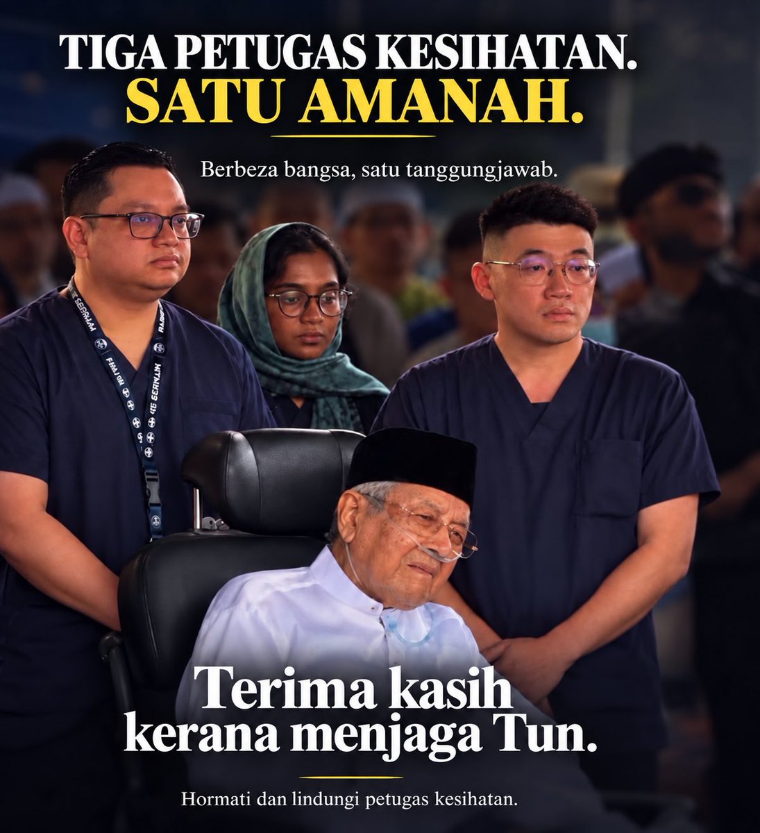 drarasu71's tweet photo. Healthcare has no colour.

Different backgrounds, one responsibility ; to care for the patient.

This picture says a lot.

Our doctors, nurses, physiotherapists and other frontline colleagues serve every day under pressure, often quietly.

But we must also remember ; they are human too.

They get tired. They carry stress. They worry about their families. Yet they continue to show up for ours.

We should not only thank them when something happens.

We must protect them, support them and stand with them every day.