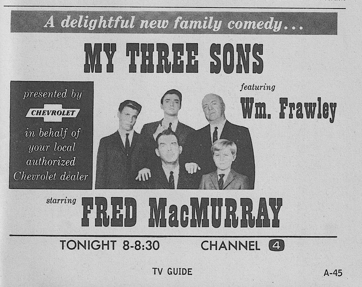 RetroNewsNow's tweet photo. 📺DEBUT: ‘My Three Sons’ starring Fred MacMurray and William Frawley premiered 66 years ago, September 29, 1960, on ABC https://t.co/I0UW21fxkU