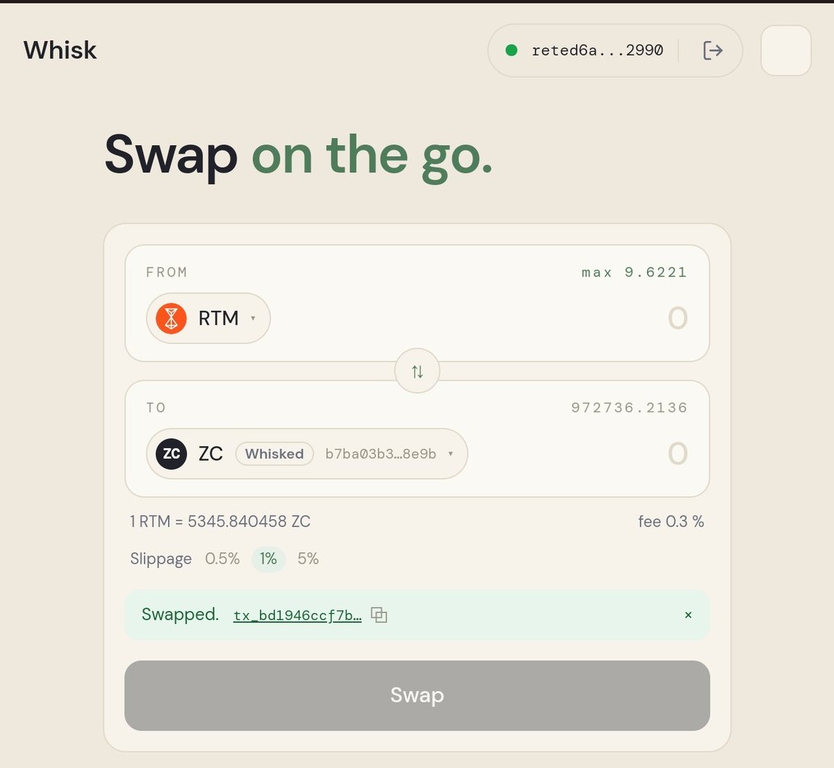 zackcamuh's tweet photo. Saw the Whisk announcement earlier, then went straight to testing Retium’s DEX.

Swap, liquidity, locking, and token deployment — all worked fine on my side.

Started with a swap and ended up trying pretty much everything. https://t.co/MxSk5LbVuF