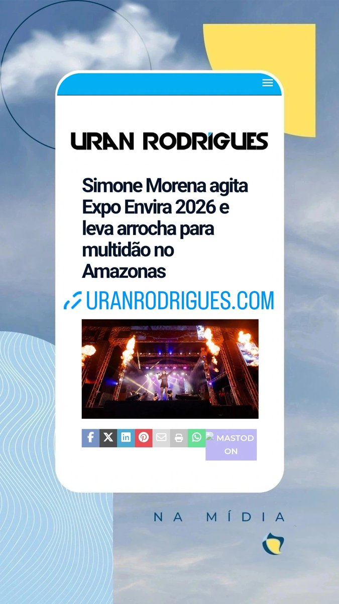 pipacomunicacao's tweet photo. Simone Morena agita Expo Envira 2026 e leva arrocha para multidão no Amazonas
#simonemorena #arrocha #brega #expoenvira2026 #amazonas #musica #assessoriapipa
Leia: https://t.co/sxtPMmrC25
@uranrodrigues https://t.co/E5hGSVxCmg
