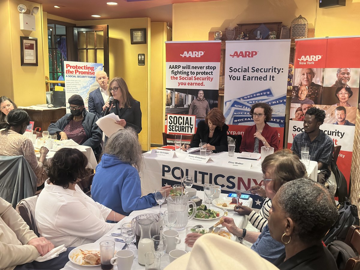 AARPNY's tweet photo. Tonight in Brooklyn, we’re talking about what’s at stake for New Yorkers, our communities and our economy, and why protecting Social Security matters to every generation. #ProtectingThePromise https://t.co/qWQvFXDr6w