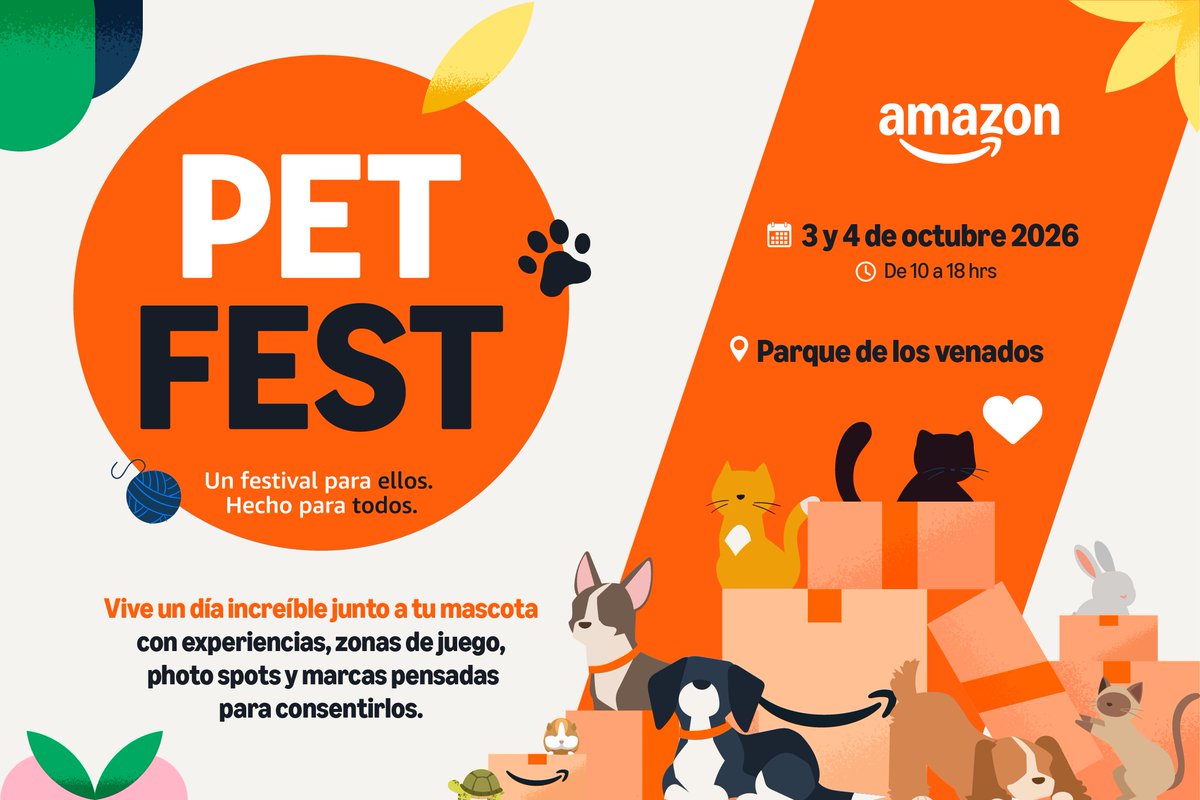 ConociendoPerro's tweet photo. ¡Plan perfecto para el fin de semana! 🐕🐈 El Amazon Pet Fest México llega al Parque de los Venados.
#AmazonPetFestMéxico #PetFest #Mascotas #CDMX #EventoGratuito #ParqueDeLosVenados #Familia #Perros #Gatos #DiversiónFamiliar #Octubre2026
https://t.co/Spy0kwBIAK https://t.co/SxiYFOy0Nr