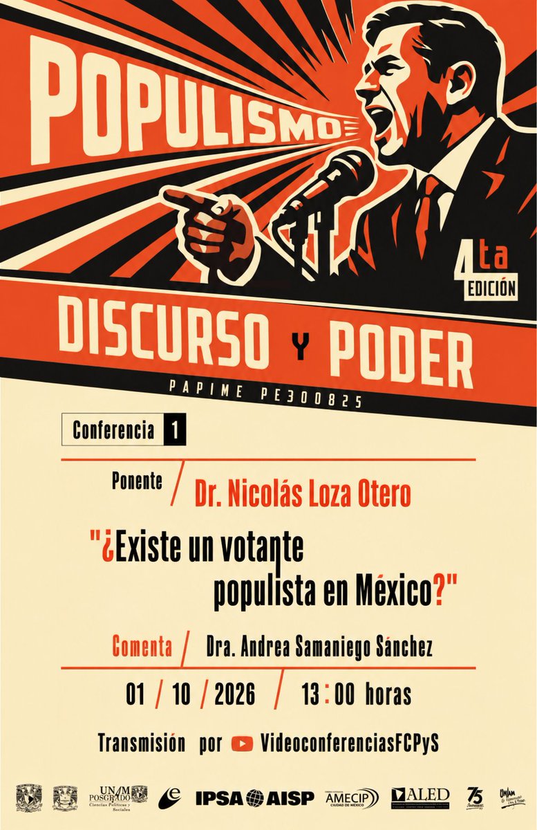 NiLoOt's tweet photo. ¿Existe un votante populista en México?

Presentación en el seminario "Populismo: discurso y poder 4ta edición"

Jueves 1 de octubre, 1 pm por FB: Videoconferencias Fcpys. https://t.co/BIVqnqEHaE