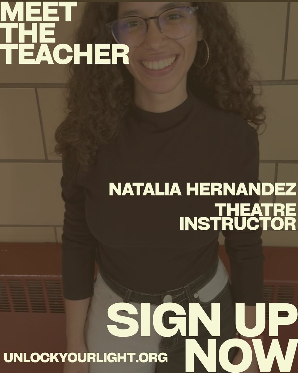 UnlockYourLight's tweet photo. Meet our theatre teacher, Natalia Hernandez 🎭 Natalia instructs theatre classes every Saturday from 10a-11:30a at Amundsen Park. Register in-person ONLY #ycloc #chicago #theatre #classes https://t.co/pvA2AGXhDf