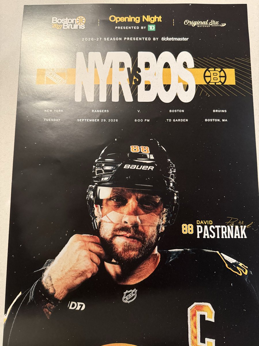 TCalauttis's tweet photo. Here’s the cover photo for the official program of the first #NHLBruins game of the season https://t.co/RwSvJh367B