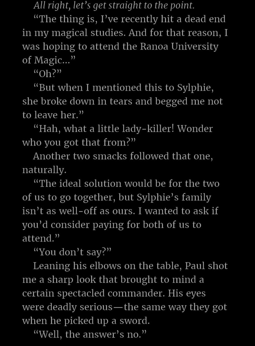tiger_slasher's tweet photo. #TCP_MT
V1 Chapter: 10
Ouu shi THE moment is coming soon π
This is probably the second if not the first biggest factor that made Rudeus realize that he has to change imo
When Paul makes him leave home to work and gain some independence. https://t.co/49imhoHeCb