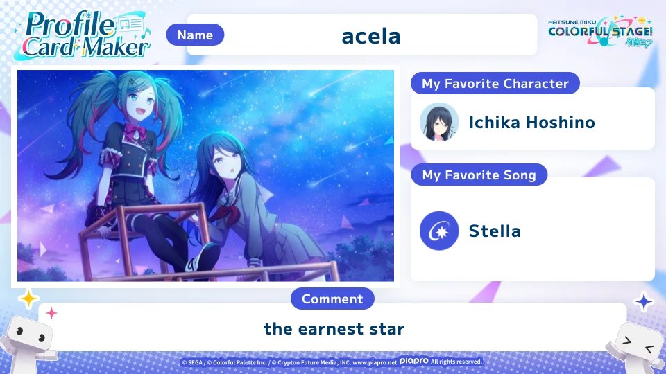 acelalien's tweet photo. Check out the #COLORFULSTAGE profile card I made for the World Link Campaign🌎

Let's bring together COLORFUL STAGE! fans from around the world!

https://t.co/DGlTNWPjew

#SEKAIanniversary https://t.co/LLjmEhEwIH