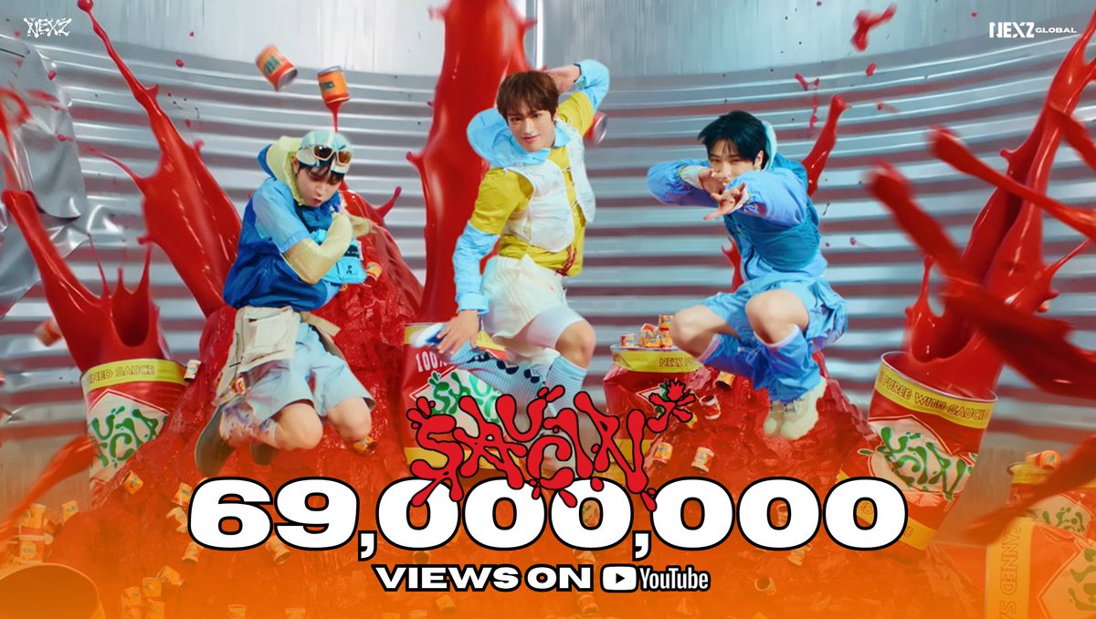 NEXZ_GLOBAL's tweet photo. #NEXZ's SAUCIN' MV has surpassed 69,000,000 views on YouTube ! 🍅

Only 1M Left to 70M 👀 NEX2Ys, Let's keep up the momentum and continue streaming as much as we can! 💪

🥫 SAUCIN' M/V
🔗https://t.co/o2Kf3iYMGT

#SAUCIN #NEXZ_SAUCIN
#NEXZ #넥스지 #ネクスジ
@NEXZ_official https://t.co/MFBHhRyNRW