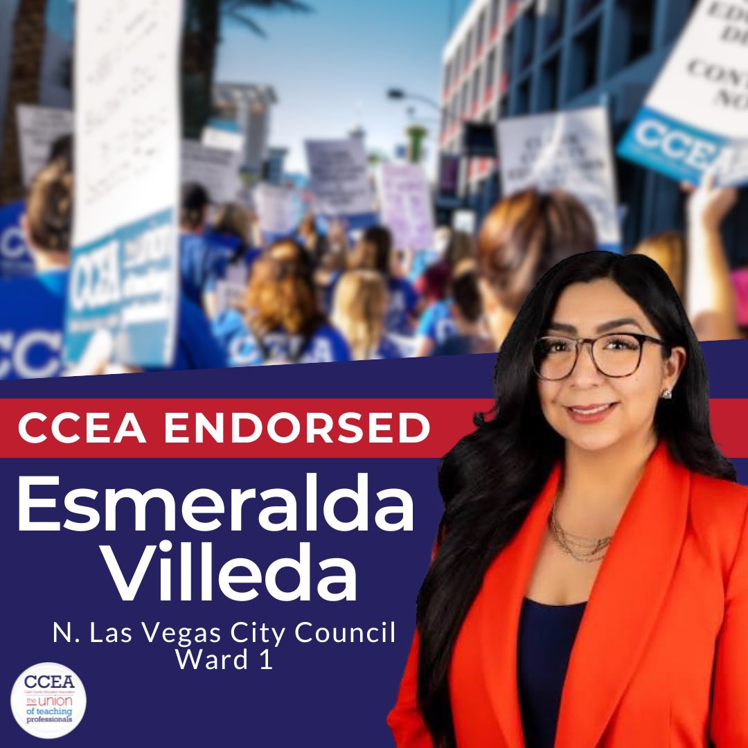 cceanv's tweet photo. CCEA proudly endorses Esmeralda Villeda for North Las Vegas City Council, Ward 1. We look forward to working with her as a city council member to make positive changes for students in North Las Vegas. https://t.co/svPO8nYjBN